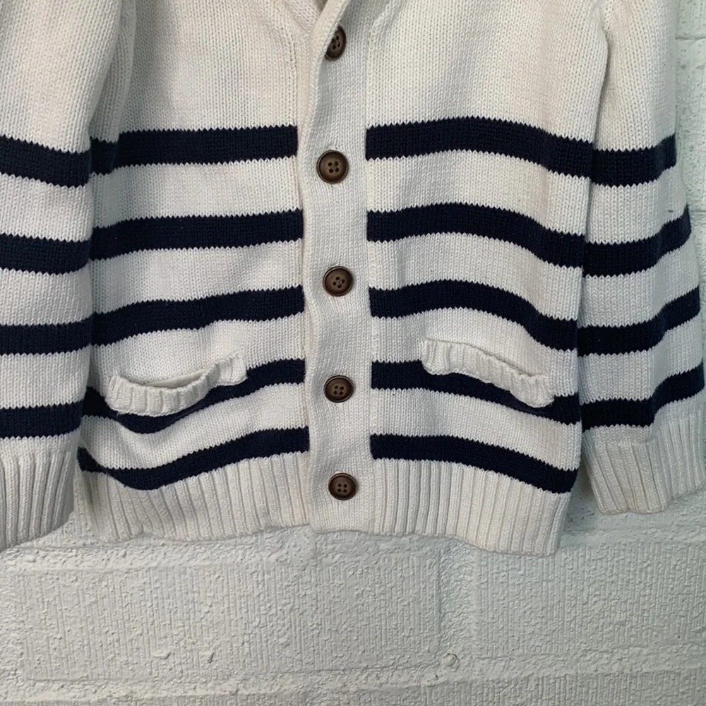 Gymboree Nautical Knit Striped Navy White Button Down Sweater size 4